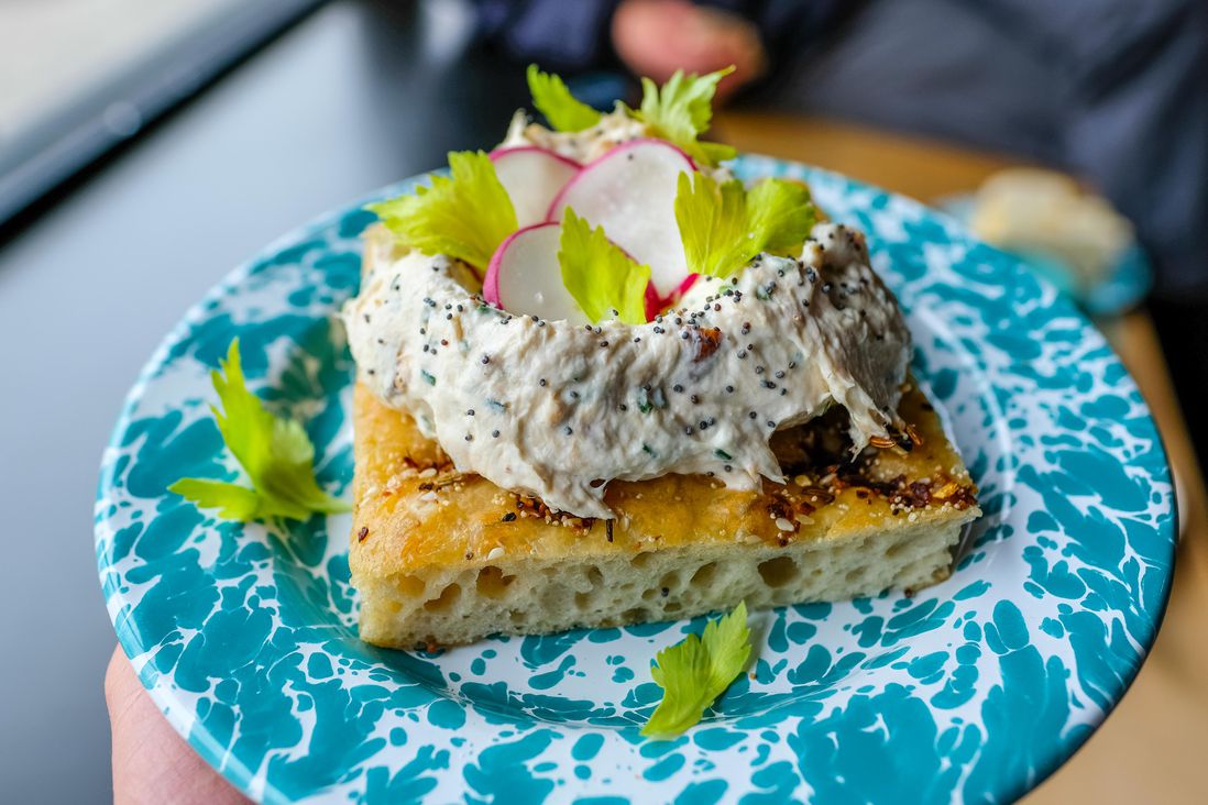 Everything Focaccia with Salmon Spread ($9)